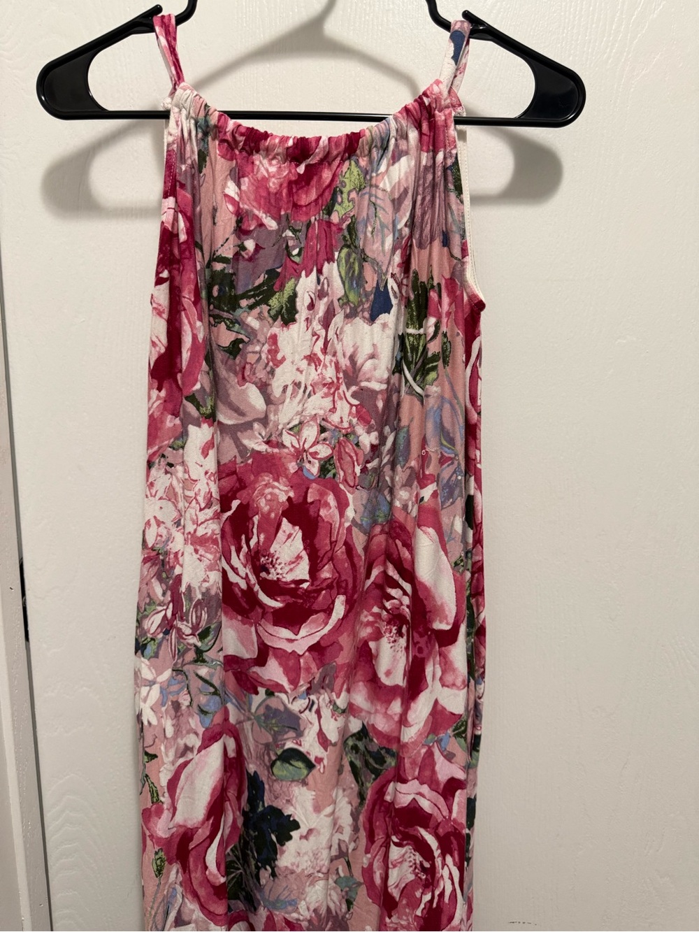 Floral Pink Maxi Dress with Spaghetti Straps